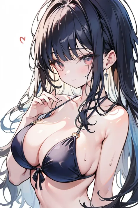 1girl,solo,masterpiece, Awards, high quality, High resolution, HD, 4K,8K,high quality, rough skin, (ultra detail:1.3),very detailed,breast focus,oily skin,underside of breasts,hands is framed out,baby face,(messy hair,messy bangs:1.1),(bikini:1.3),(waxing ...