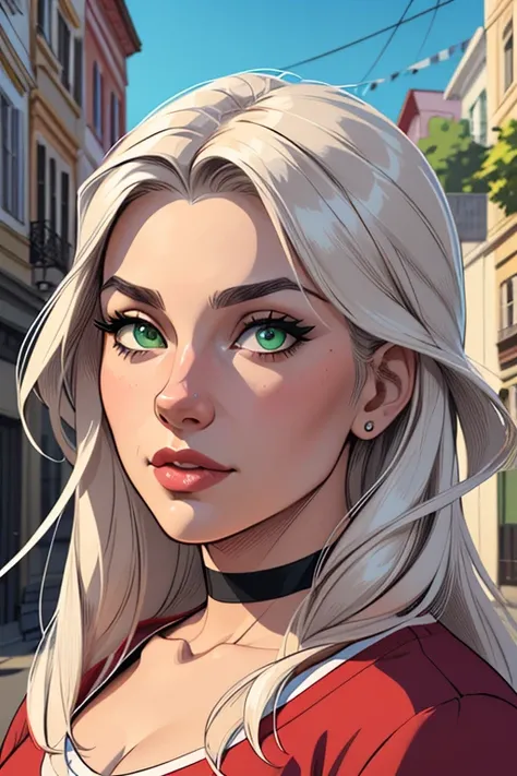 Imagem de desenho animado de uma mulher .cartoon style illustration, estilo de arte dos desenhos animados, estilo de arte dos desenhos animados, digital illustration style, design de personagens altamente detalhado, arte digital detalhada fofa, City fan ar...