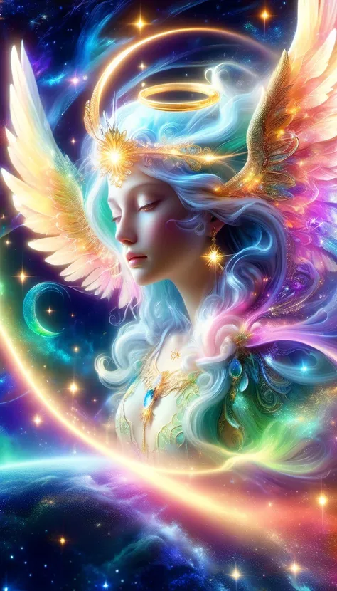 highest quality,super detailed,(aurora),(angel image),otherworldly beauty,night sky,bright colors,bright lighting,fantastic atmo...