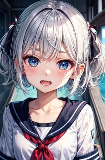 Garugura　shark　silver hair　Loli　blue eyes　jagged tooth girl　cute