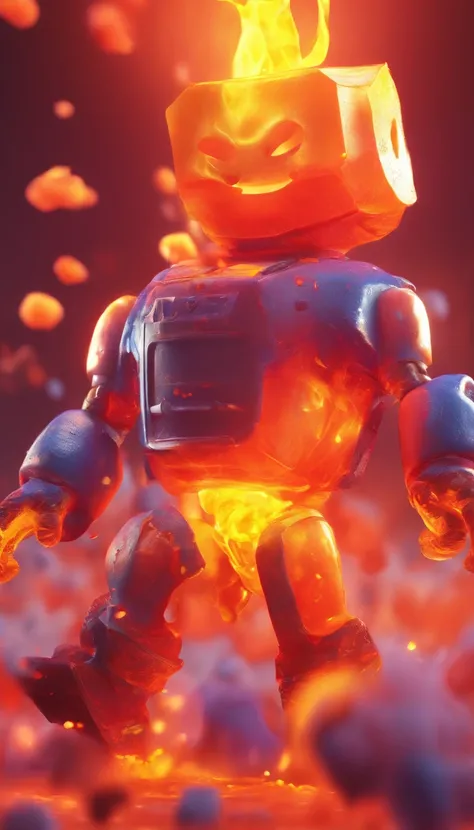 Giant Sour Patch Kid candy,(Full body shot), on fire, burning, in pain, stabbed with swords, gruesome death,Cyberpunk, Dreamy glow, clean, blurple flame background, ( Global Illumination, Ray traching, nffsw, Unreal Render,Reasonable design, high detal, ma...