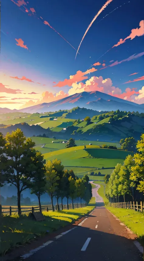 anime,nostalgic,high resolution,countryside,clear sky