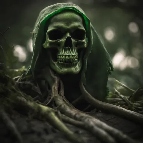 Green skull melting