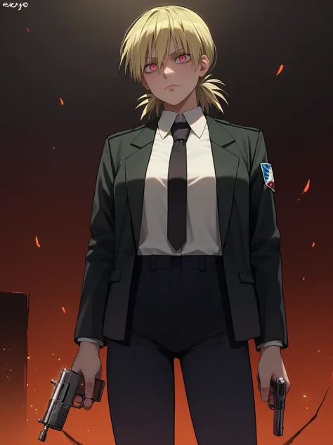 score_9, score_8_up, score_7_up, source_fumo, solo, 1girl, hellsing, formal, suit, black jacket, black necktie, long sleeves, bl...