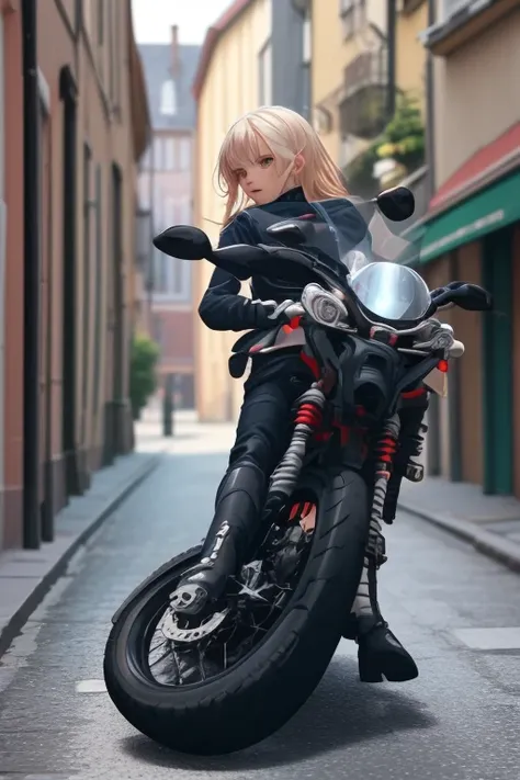 anime katze motorrad, stadt, small streets, shops, unfall, polizei,