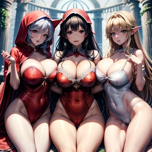 Super big breasts、Grimm Fairy Tales、おとぎ銃士little red riding hood、fairy maze、In the fairy tale、three beautiful girls、Group photo、multiple、camel toe、huge tit、nipple puff、cleavage、love and courage、little red riding hood、snow white、Princess Ibara、The cutest in ...