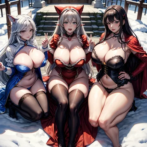 Super big breasts、Grimm Fairy Tales、おとぎ銃士little red riding hood、fairy maze、In the fairy tale、three beautiful girls、Group photo、multiple、camel toe、huge tit、nipple puff、cleavage、love and courage、(little red riding hood、snow white、Princess Ibara)、The cutest i...