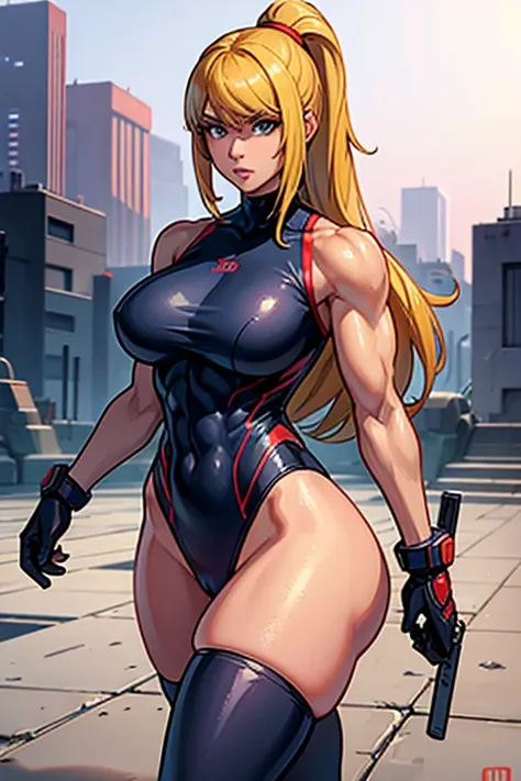 samus aran 1 girl solo (muscular curvy)