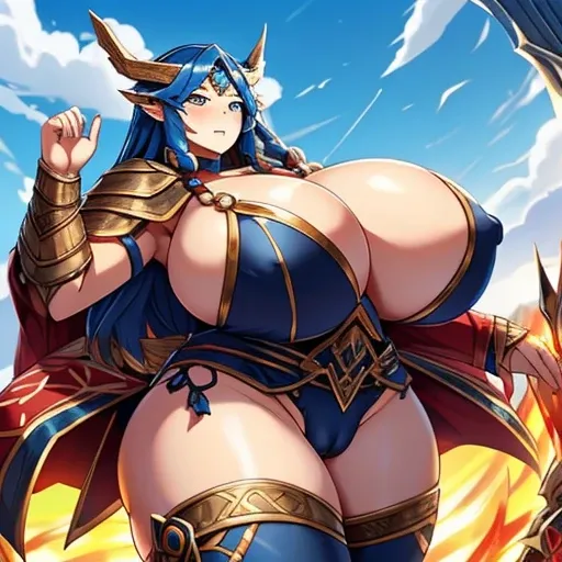 Super big breasts、giant god、Giant God War、norse mythology、Ragnarok、camel toe、huge tit、nipple puff、cleavage、match、山よりも大きなgiant god