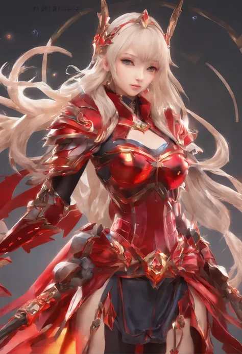 world style，Armor girl，crystal material（3D rendered armor，refractive index：1.76 - 1.78，Albedo：0.03 - 0.05，ambient Light：Between 20-50，color：deep red, medium saturation，Type of Light：ambient Light：1.2，Light source color：北極Light，Light源强度：between 1 - 2，Light源...