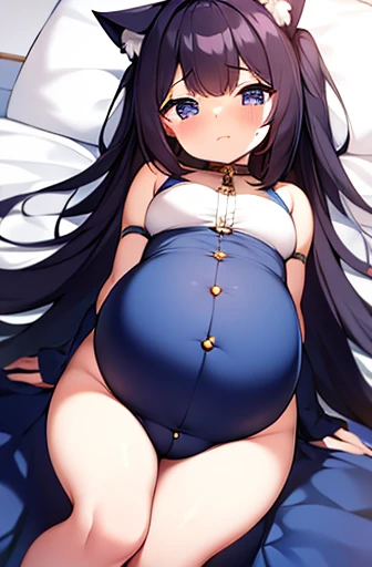 pregnant with many girls, Have cat ears,Pregnant, childbirth, work、A belly so huge that it can&#39;t exist in reality、Belly on the verge of bursting、Looks very painful、small face、Giant belly、Big belly、、masterpiece、embarrassed look、Are fat、Belly bigger than...