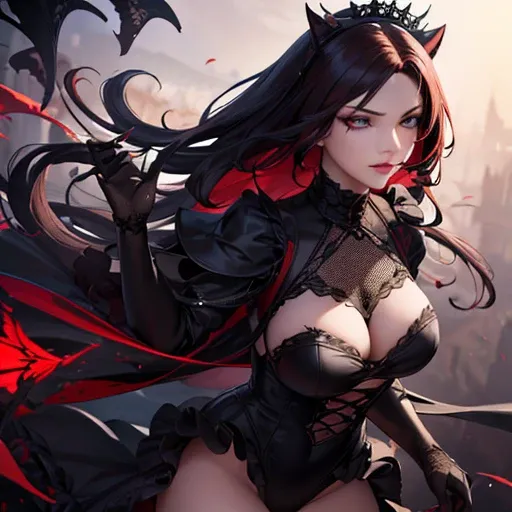 (((full medium shot))), (Masterpiece, photorealistic, photorealism, best quality, ultra-detailed:1.3), (nice hands, perfect hands), official art, cinematic light, (1girl:1.3), adult, Neko cat girl, dark gothic style, ornate costume jewelry, palette of blac...