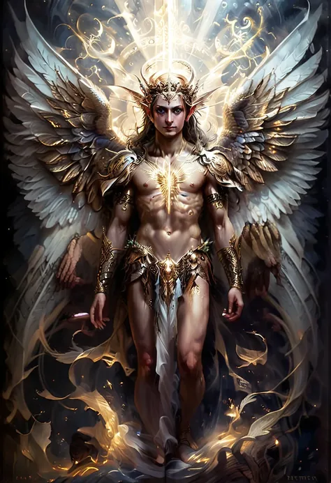 an angelic being with many wings and halos covered in eyes,multiple wings,extra wings,eldritch abomination,biblically accurate,i...