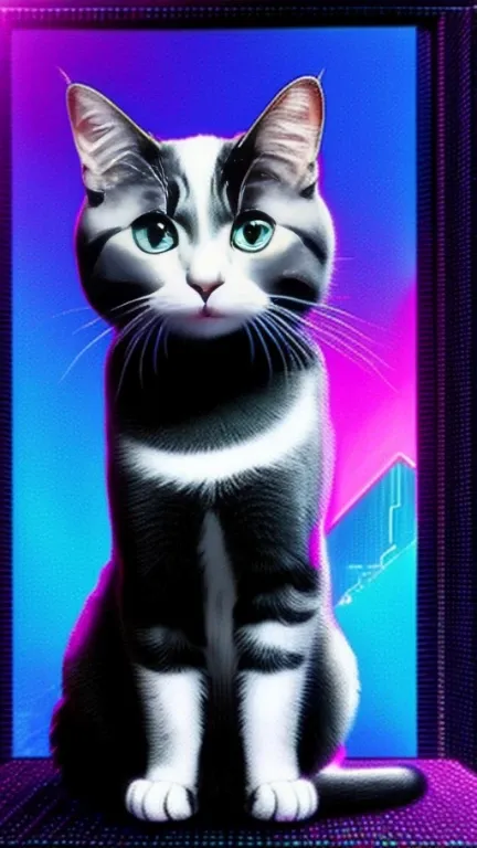 a cat in the Synthwave