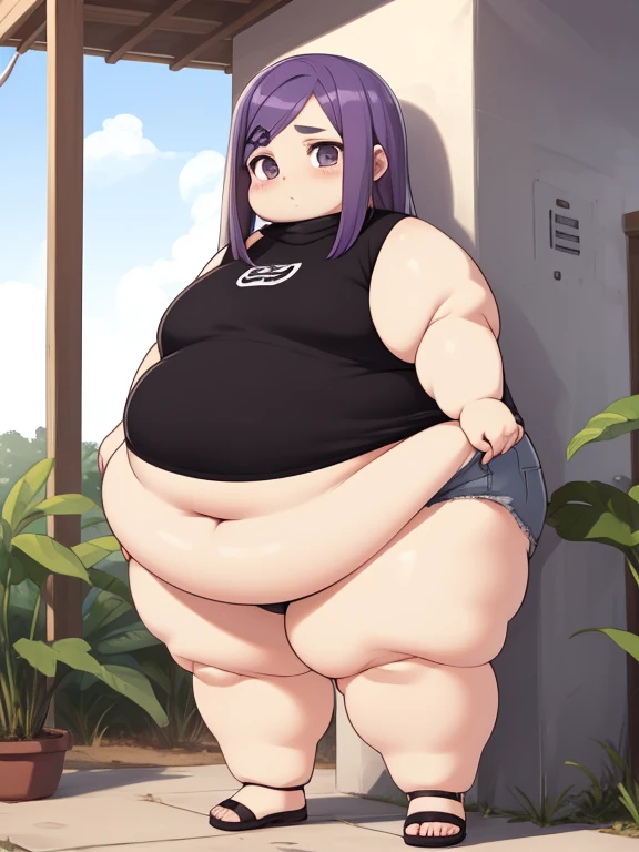 obra-prima, melhor qualidade, 1 garota gorda rindo, corpo gordo, cabelo ROXO, purple hair, chibi , Chibi, rindo (garota solo) rosto grande, rosto fofo, olhos detalhados