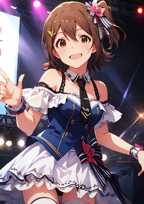 mirai kasuga (million live), (highest quality, 8k, masterpiece, super detailed:1.2), (lens flare, particles of light, shine), bi...