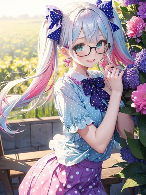 glasses、小さなgirl、the arrival of spring、big butt、 (alone:1.5,)super detailed,bright colors, very beautiful detailed anime face and...