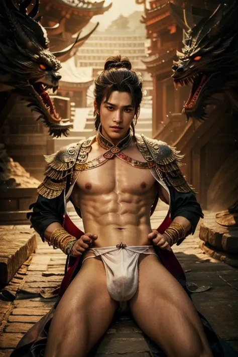 chinese god, legend, china&#39;s odyssey, handsome, blink, topless, muscle, athlete's body, full frame, sexy, professional light...