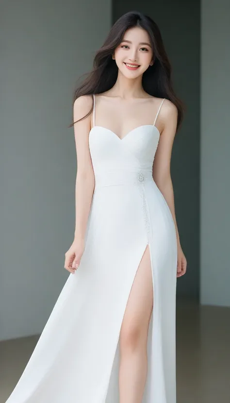 araffe asian woman in a white dress posing for a picture, gorgeous young korean woman, beautiful south korean woman, beautiful y...