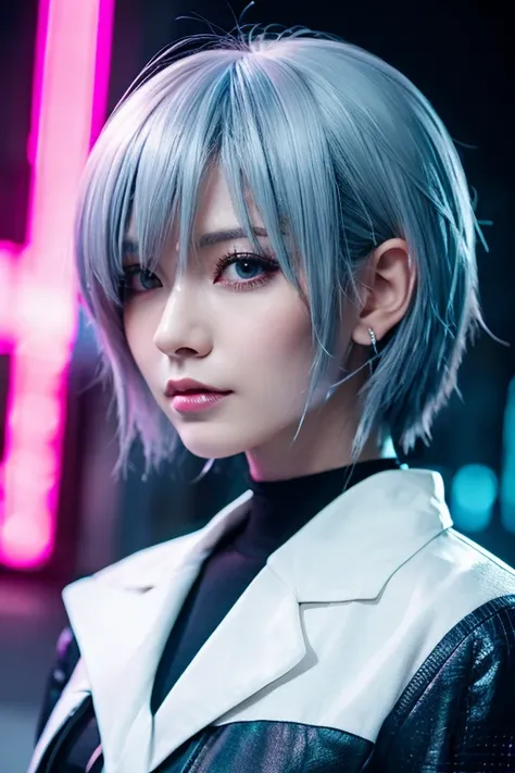 cyber punk　gray hair　short