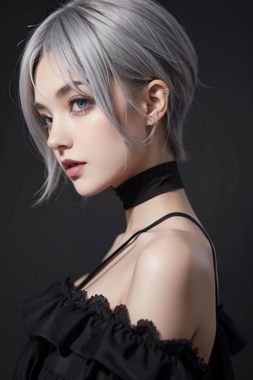 gothic　gray hair　short　