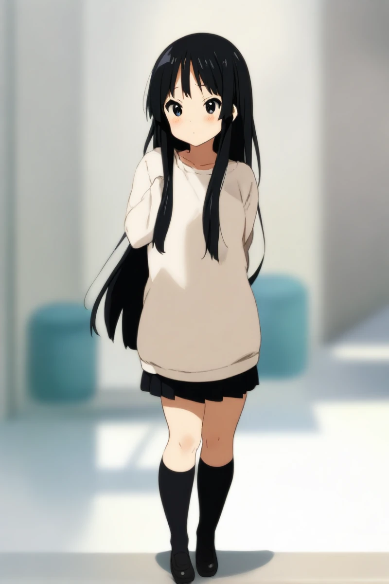 masterpiece, best quality, very aesthetic, absurdres, full body shot, 1girl, akiyama mio, k-on!, 