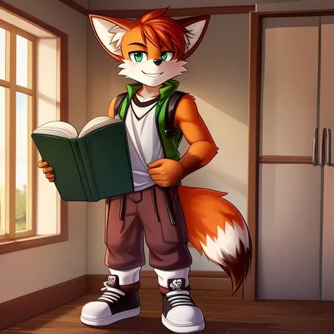 Male fox red fur student teenager