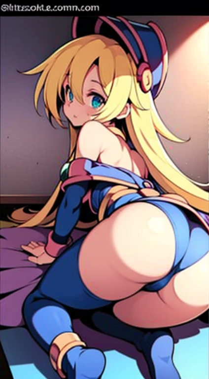 (masterpiece、 Calidad superior、 mejor calidad、 arte oficial、 hermoso y estetico: 1.2)、 Mejor calidad、 8K、 32k、 mesa、looking back、sacar las nalgas、 no tra puestas bragas、explicit nude, chica maga oscura, (yugioh! Chica maga oscura)、un rubio、abriendo las nal...