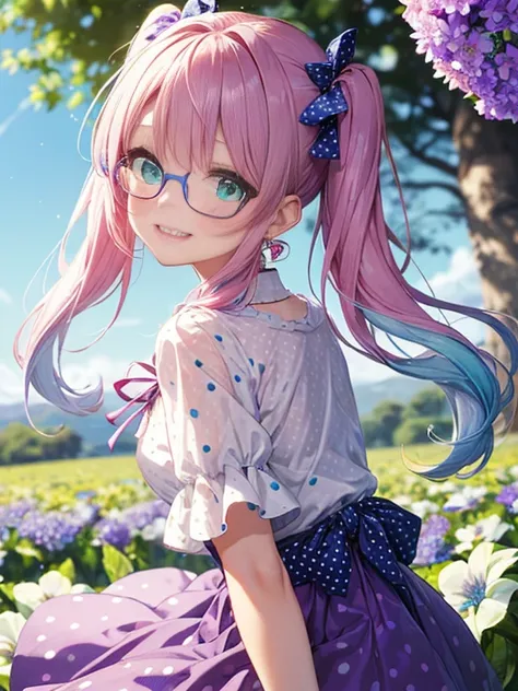 glasses、小さなgirl、the arrival of spring、big butt、 (alone:1.5,)super detailed,bright colors, very beautiful detailed anime face and...