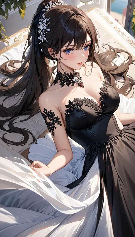 masterpiece:1.4,best-quality,Super Detail,Very Delicate and Beautiful, (((sfw, beautiful girlfriend, black ball gown, gorgeous, elegant, noble))), gigantic tits, slender