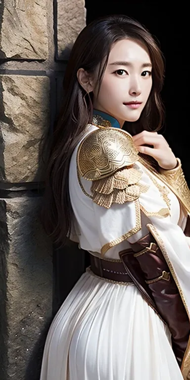 realistic, high resolution, soft light,1 female, alone, hip up, glowing skin, (detailed face), chinese armor,