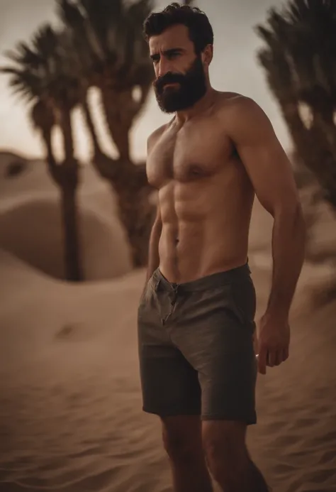 Handsome beard Turkish guy tall thin shirtless desert bikini armpit underwear hairy legs