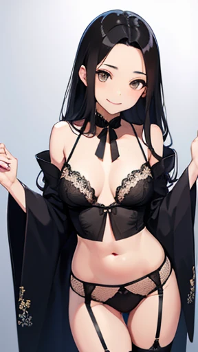 highest quality、realistic、Japanese、cute、smile、、black hair、Light blue lingerie、brown eyes、smile、exposed forehead、bust shot、thin、thin、abs、flat chest、Wedding dress、garter belt、I can see your belly button、male