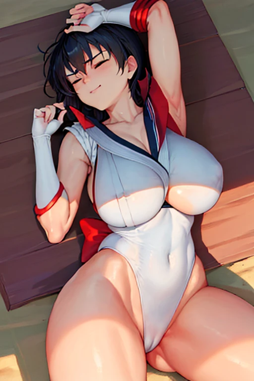 masterpiece, best quality, beautiful art, high resolution, well formed hands, body and fingers, 1 woman, solo, Iroha Samurai Shodown, adult, big breasted, cleavage, full body , gorgeous legs and thighs, sexy sailor senshi uniform, sailor collar,long elbow ...