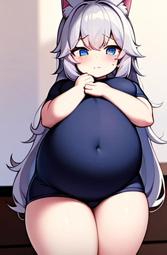 pregnant with many girls, Have cat ears,Pregnant, childbirth, work、A belly so huge that it can&#39;t exist in reality、Belly on the verge of bursting、Looks very painful、small face、Giant belly、Big belly、、masterpiece、embarrassed look、Are fat、Belly bigger than...