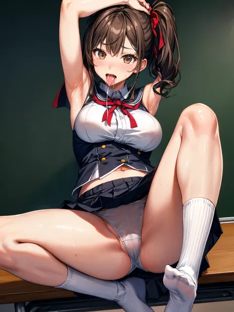 ((masterpiece)), ((highest quality)), (Super detailed), ((very detailed)), 4k, (8K), highest quality, (beautiful), super detailed illustrations, realistic,girl、by 2 person, an extremely cute and beautiful young girl,Skirt too short showing private parts、服を...