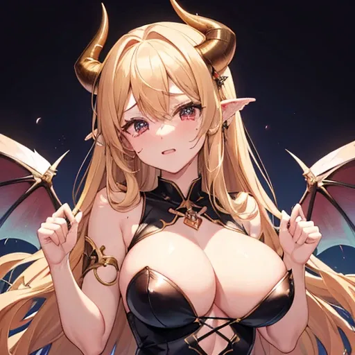 4K、A Goddess on the verge of becoming a succubus、naked、blonde、long hair、spread your wings、Raise your arms above your head、His arms were tied with ropes.、nipple、succubus horn、Fluorescent, lewd tattoos、beautiful anime face、crying face、being made to stand on ...