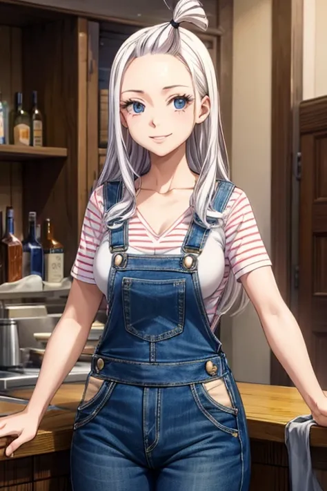 Mirajane Strauss, 22 years old, beautiful smile, wearing denim overalls 