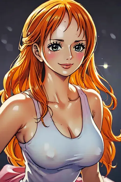 (((masterpiece))), (((best quality))), ((ultra-detailed)), (highly detailed CG illustration), Nami, (nsfw:1.2), (masterpiece:1.5), Detailed Photo, Smiling, Sexy, (Best Quality: 1.4), (1girl), Beautiful Face, (Orange Hair, long Hair: 1.3), Beautiful Hairsty...