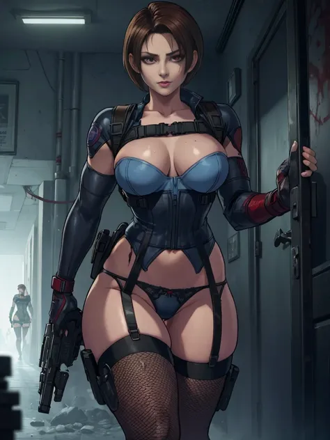 resident evil, jill valentine, monster girl, infected, infected body, infected veins, infection, fusion, zombie girl, nemesis (resident evil),fusion of jill valentine and nemesis (resident evil), nightmare waifu, G virus, virus, infection, symbiote, assimi...