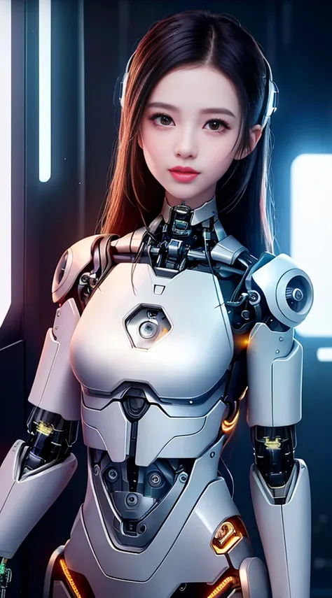 dystopian, [sci-Fi], High-detail RAW color photos, panoramic, oF (cute Female arterial intelligence, 控制论Enhance), indoors, permanent, (Inside the cold room, in advanced cyberpunk research Facility), toned physique, (small perky breasts, normal, big ass, (p...