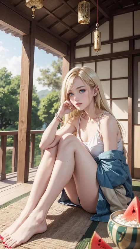 ((最high quality, 8K, masterpiece: 1.3, Ultra HD, high quality, 最high quality, High resolution, realism)) 、22 year old beautiful white woman、Hair color blonde、blue eyeedium hair、straight hair、smile、Slender but well-proportioned muscular body、Athlete-like bo...