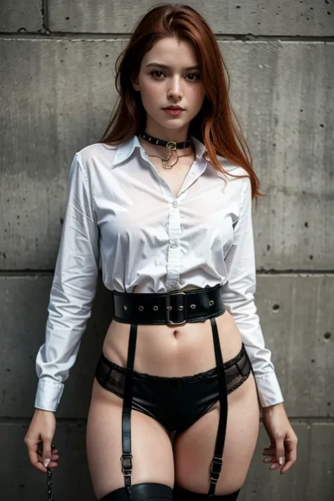 masterpiece、(((reality photograph)))、NSFW, super high quality、crystal clear、RAW UHD format、droopy eyes、high resolution glowing eyes、Feminine body shape, redhead, highest quality, shirt, close, realistic skin texture, upper body portrait, street wall backgr...