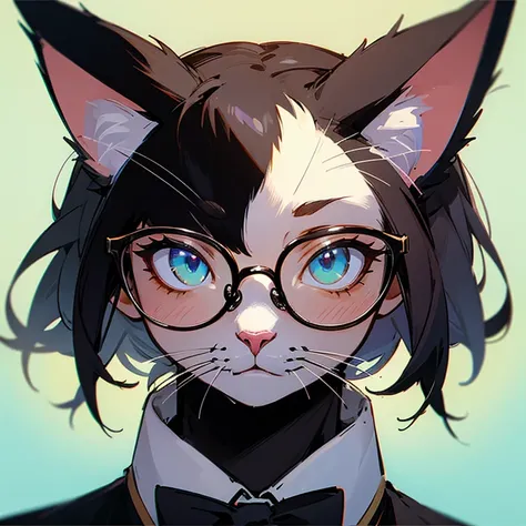 Candid portrait of a cat with glasses 