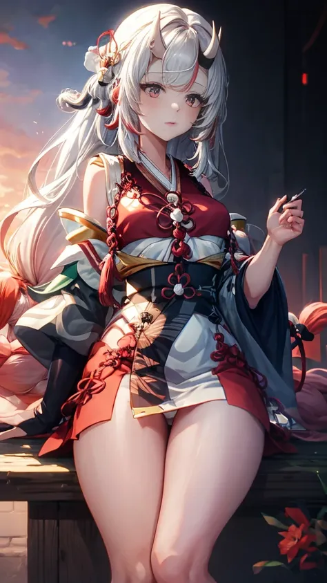 Anime girl sitting on chair in white dress, cute anime waifu in a nice dress, azur lane style, Guweiz in Pixiv ArtStation, trending on artstation pixiv, Guweiz on ArtStation Pixiv, Anime goddess, onmyoji, trending on cgstation, style of anime4 K, Guviz, pe...