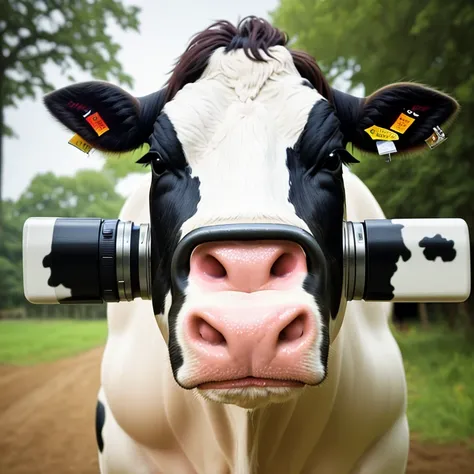 Cow holding camera