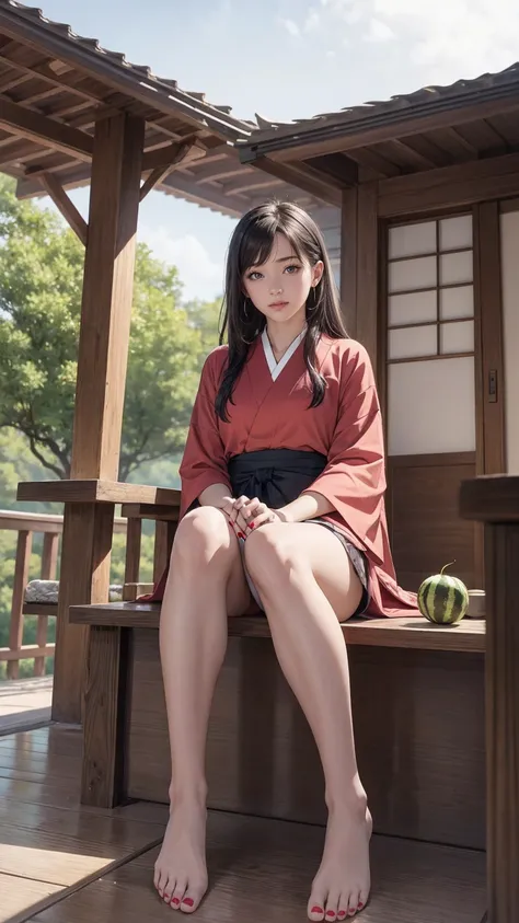 ((最high quality, 8K, masterpiece: 1.3, Ultra HD, high quality, 最high quality, High resolution, realism)) 、A stunningly beautiful 22-year-old Japanese woman、hair color is black、black eye、medium hair、straight hair、smile、Slender but well-proportioned muscular...