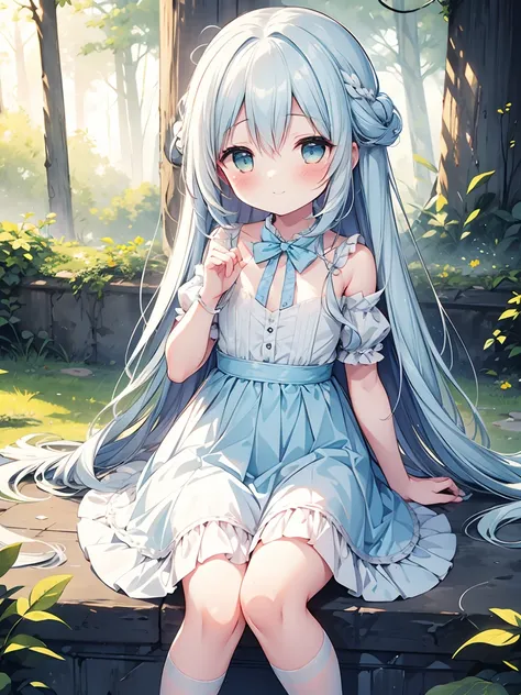 masterpiece, best quality, extremely detailed, (illustration, official art:1.1), 1 girl ,(((( light blue long hair)))), light bl...