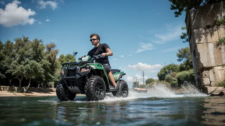 UNE SIRENE AVEC SON QUAD VERT