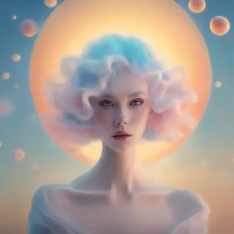 colorpop style, photo photo portrait of the sun surrounded by orbiting planetary moons, blonde pointy hair, natalie shau, mark ryden, alberto seveso, brooke shaden, anna dittmann, flora borsi, 8k resolution, perfect composition, milky way, rainbow color, f...